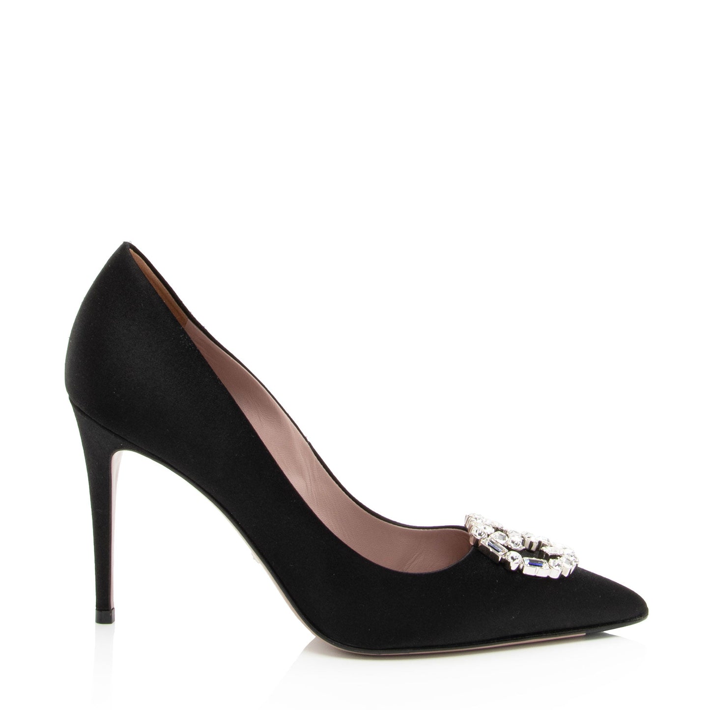 Gucci Crystal Satin Pointed Toe Pumps - Size 6.5 / 36.5 (SHF-V5rXOE)