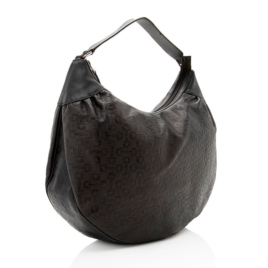 Gucci Embossed Leather Horsebit Large Hobo - FINAL SALE (SHF-19047)