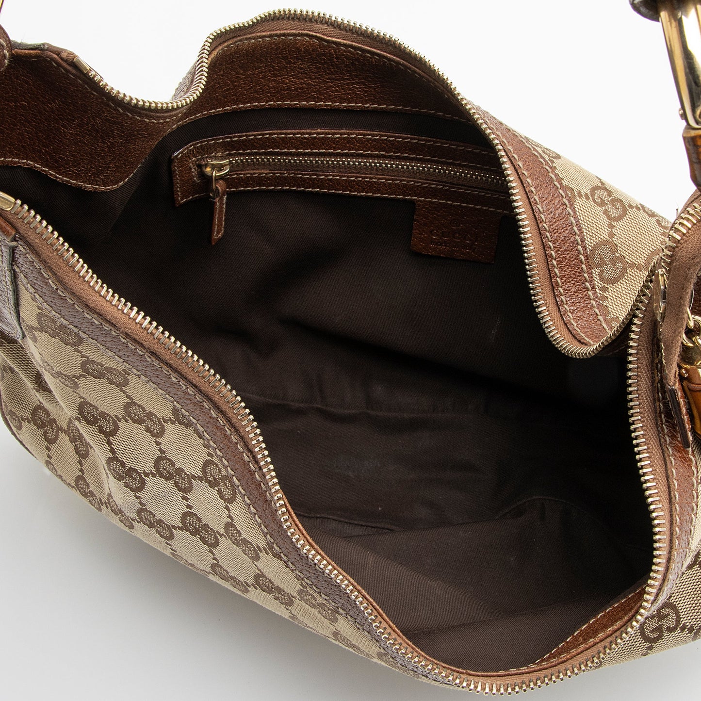 Gucci GG Canvas Bamboo Half Moon Medium Hobo (SHF-23738)