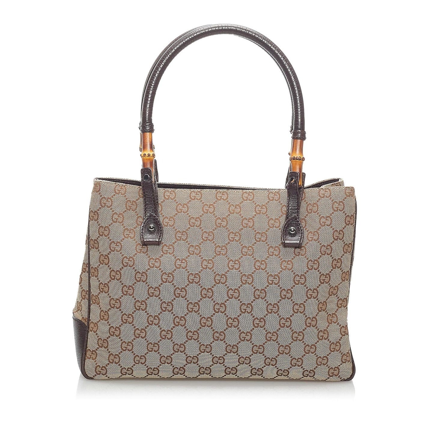 Gucci GG Canvas Bamboo Handbag (SHG-34105)