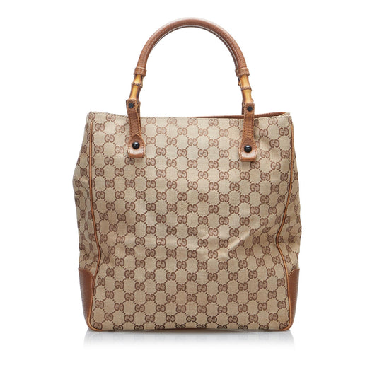 Luxury Gucci GG Canvas Bamboo Tote (SHG-lDJCHu)