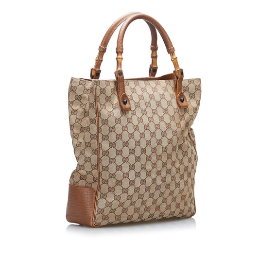 Luxury Gucci GG Canvas Bamboo Tote (SHG-lDJCHu)