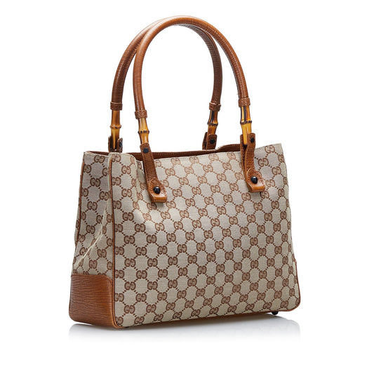 Luxury Gucci GG Canvas Bamboo Tote (SHG-onnXj3)