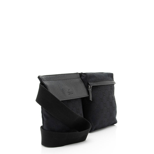 Gucci GG Canvas Double Pocket Belt Bag (SHF-a1zpfw)