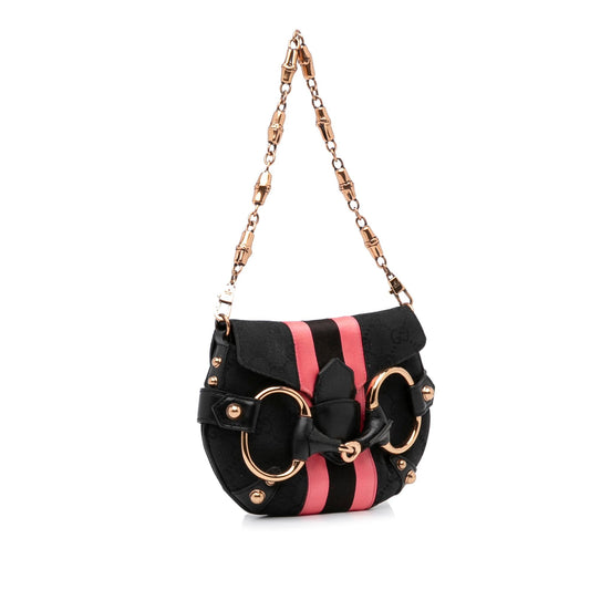 Gucci GG Canvas Horsebit Chain Baguette (SHG-FcwgFl)