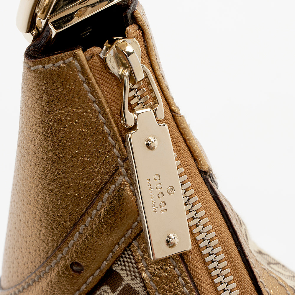 Gucci GG Canvas Horsebit Glam Hobo - FINAL SALE (SHF-14864)