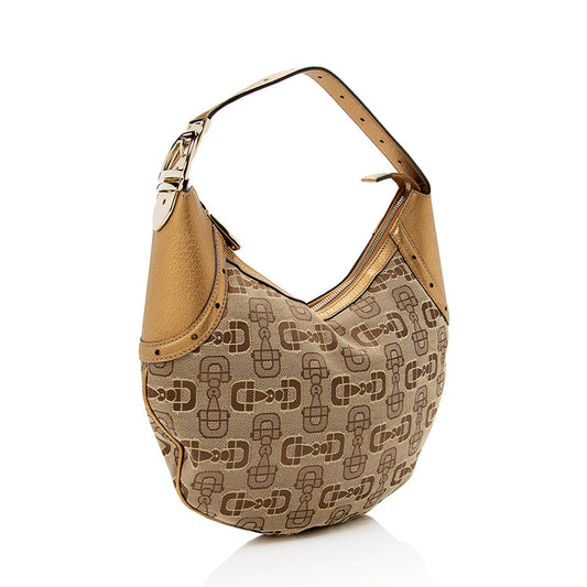 Gucci GG Canvas Horsebit Glam Hobo - FINAL SALE (SHF-14864)