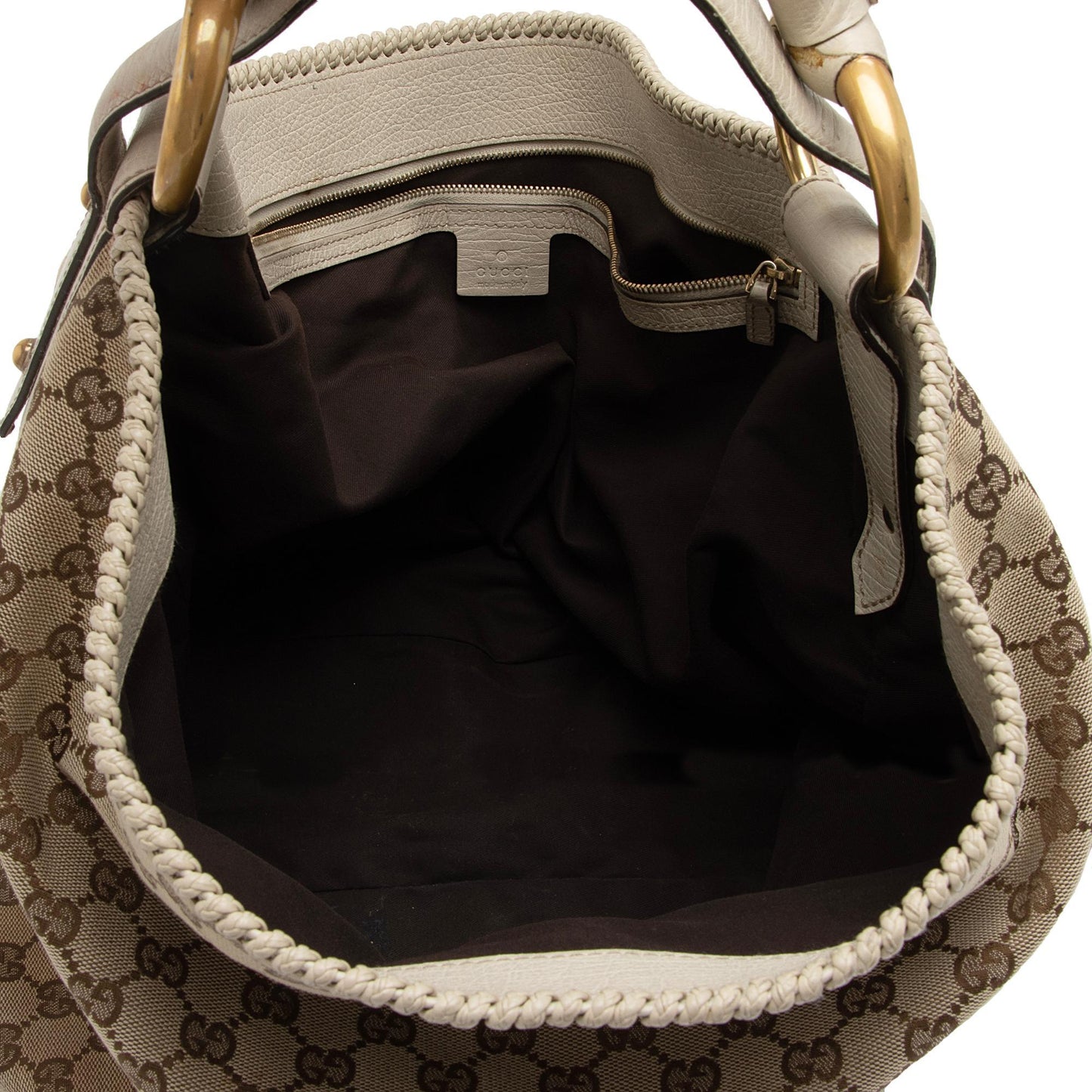 Gucci GG Canvas Horsebit Large Hobo - FINAL SALE (SHF-cqgUHp)