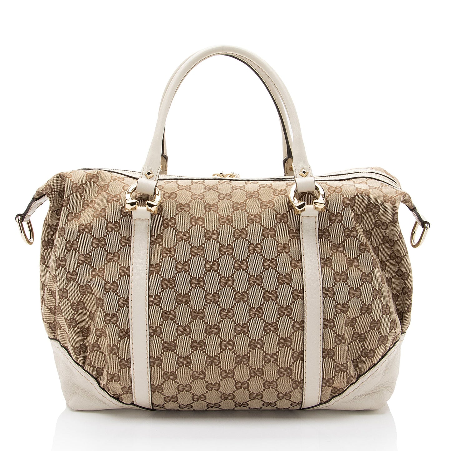 Gucci GG Canvas Horsebit Nailhead Medium Boston Bag