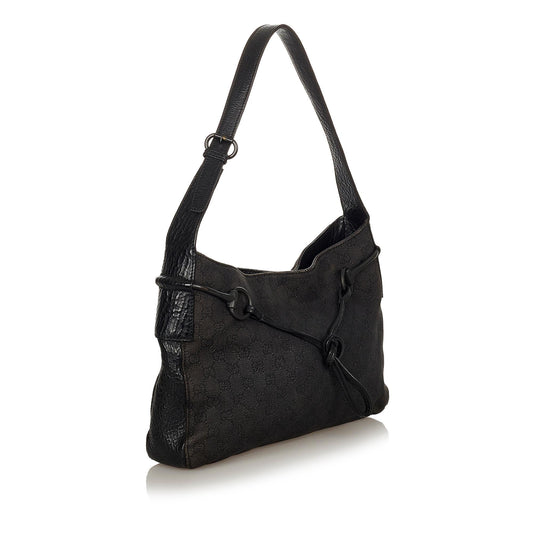 Gucci GG Canvas Horsebit Shoulder Bag (SHG-24498)