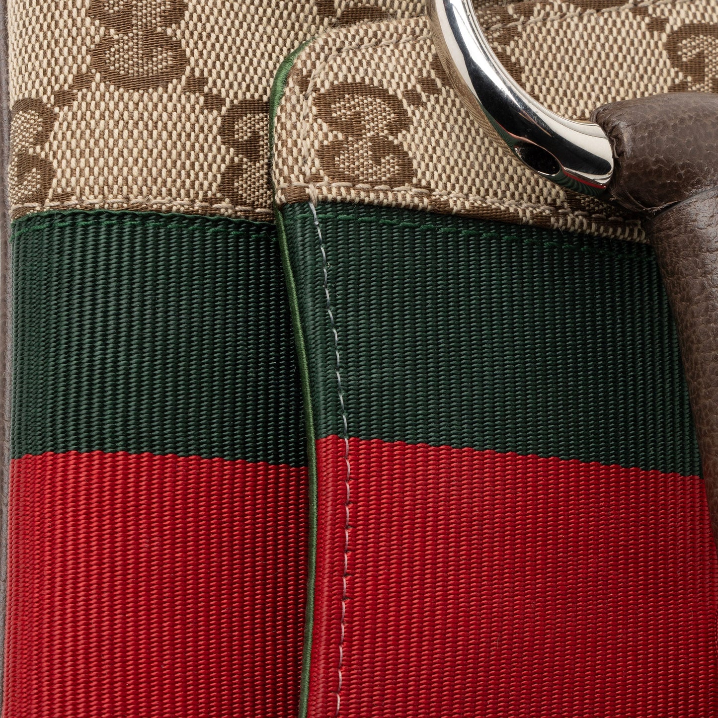 Gucci GG Canvas Horsebit Web Chain Small Shoulder Bag