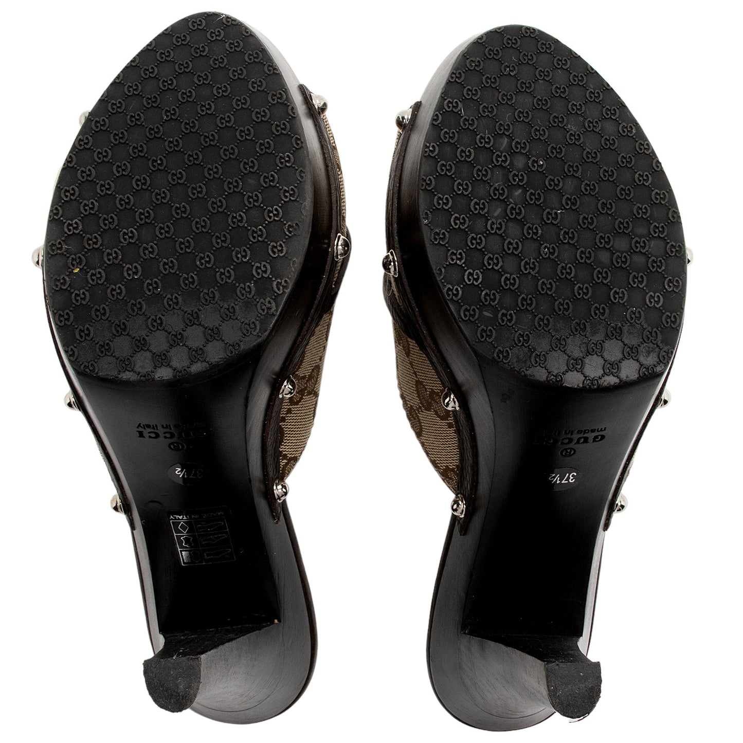 Gucci GG Canvas Horsebit Wood Mules - Size 7.5 / 37.5 (SHF-fMVVfs)