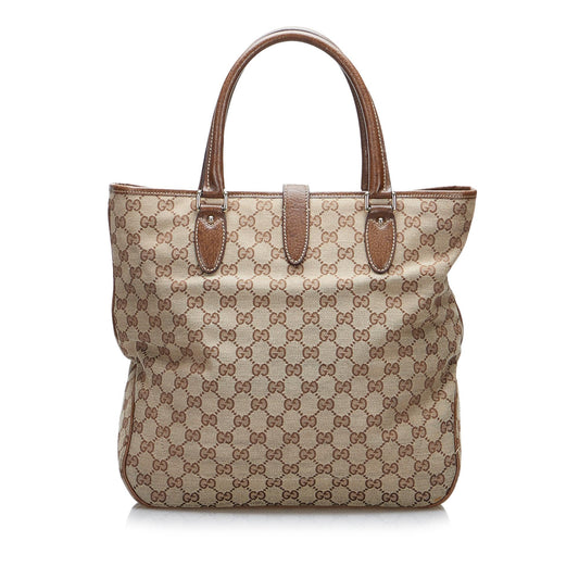 Luxury Gucci GG Canvas Jackie Piston Lock Tote (SHG-Bi3rMM)