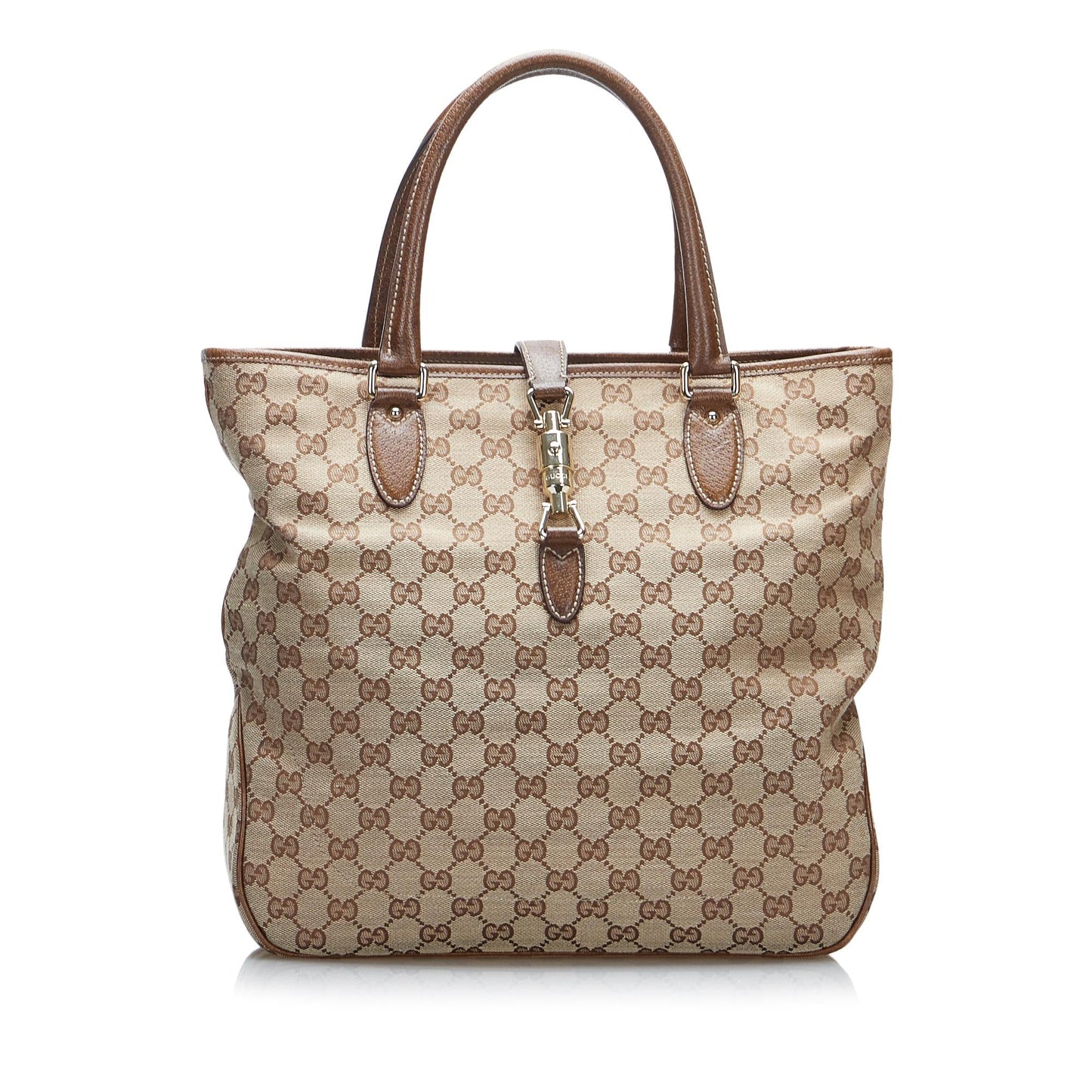 Luxury Gucci GG Canvas Jackie Piston Lock Tote (SHG-Bi3rMM)
