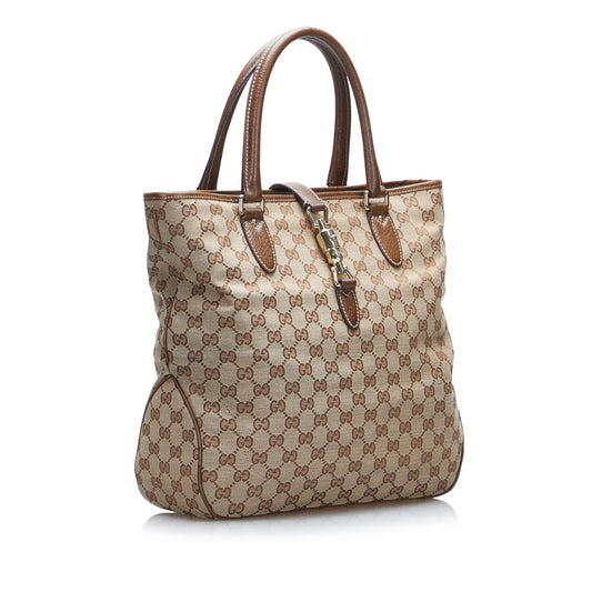 Luxury Gucci GG Canvas Jackie Piston Lock Tote (SHG-Bi3rMM)