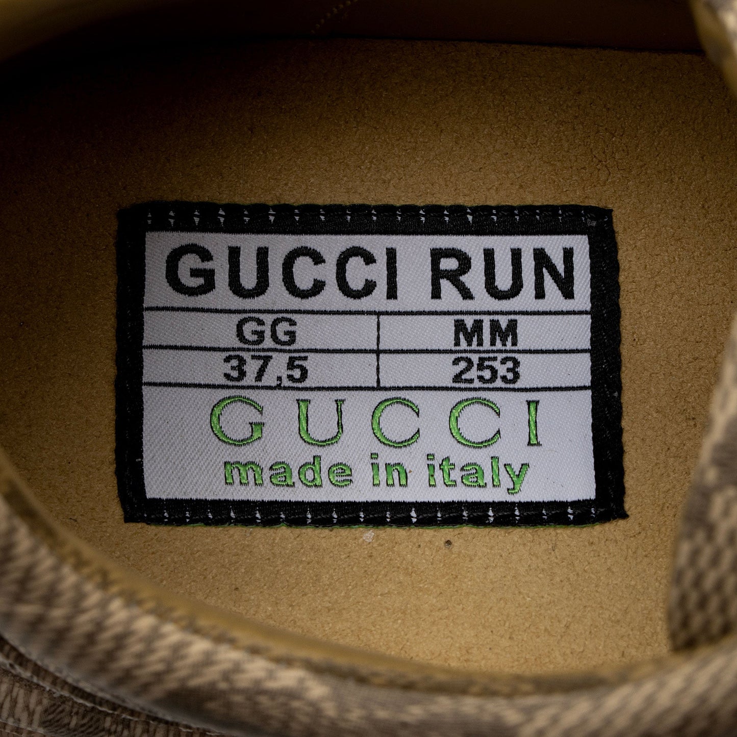 Gucci GG Canvas Leather Run Sneakers - Size 7.5 / 37.5 (SHF-V4B1xE)