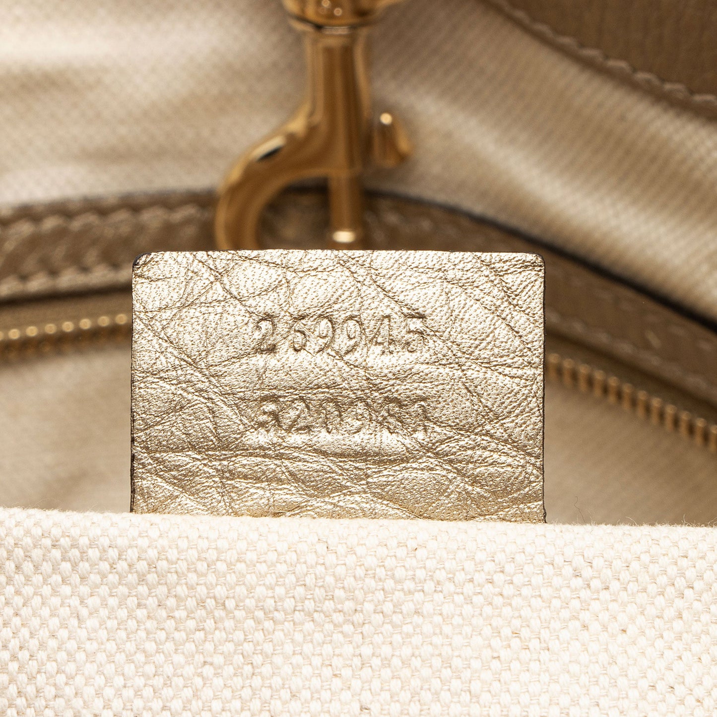 Gucci GG Canvas Metallic Leather Bella Medium Tote