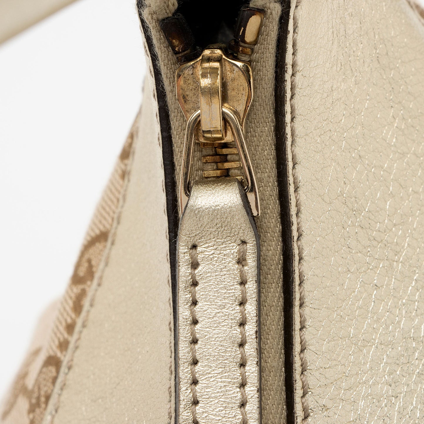 Gucci GG Canvas Metallic Leather D Ring Medium Hobo (SHF-hGJsEO)
