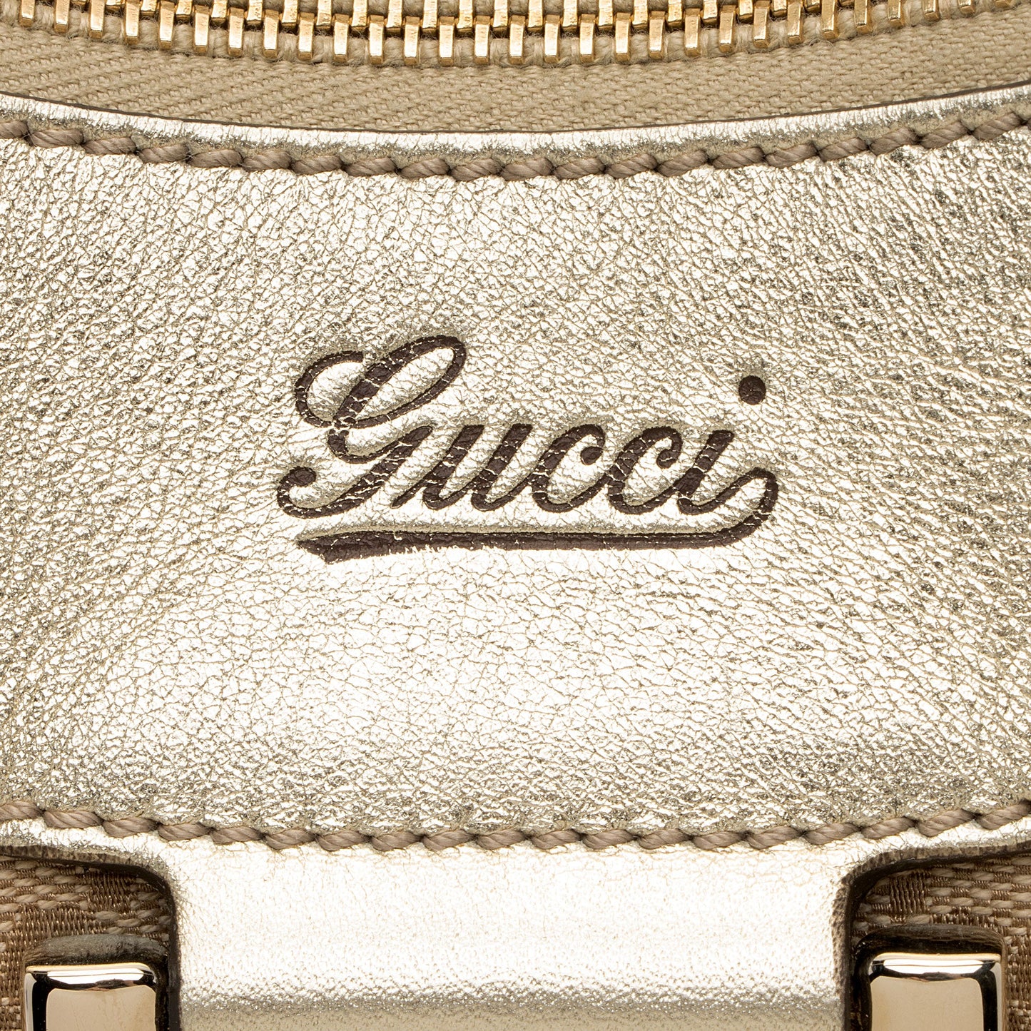 Gucci GG Canvas Metallic Leather D Ring Medium Hobo (SHF-hGJsEO)