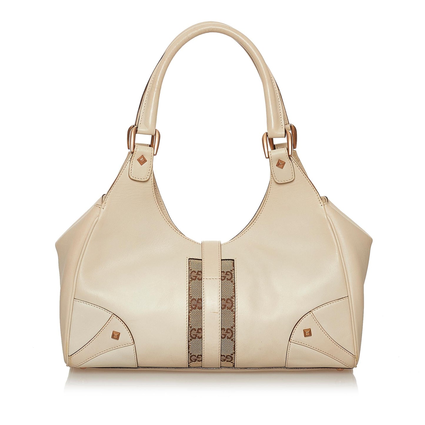 Gucci GG Canvas Nailhead Jackie Shoulder Bag (SHG-28382)