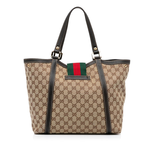 Luxury Gucci GG Canvas New Ladies Web Tote (SHG-rjYda9)