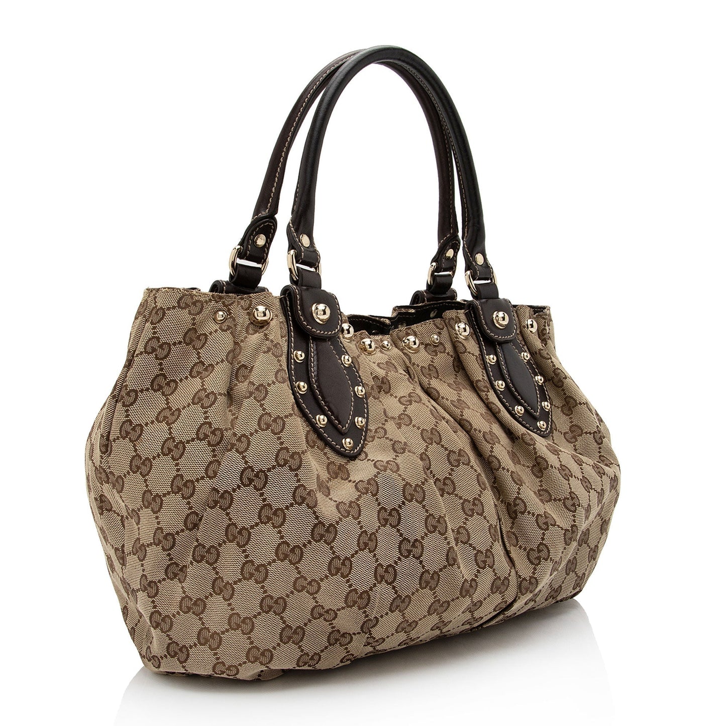 Luxury Gucci GG Canvas Studded Pelham Small Tote (SHF-YGNY3j)
