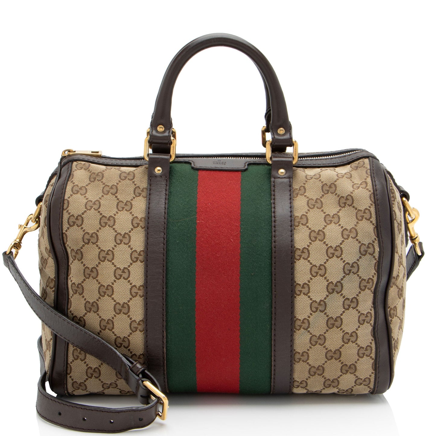 Gucci GG Canvas Vintage Web Joy Medium Boston Bag (SHF-JfdslQ)