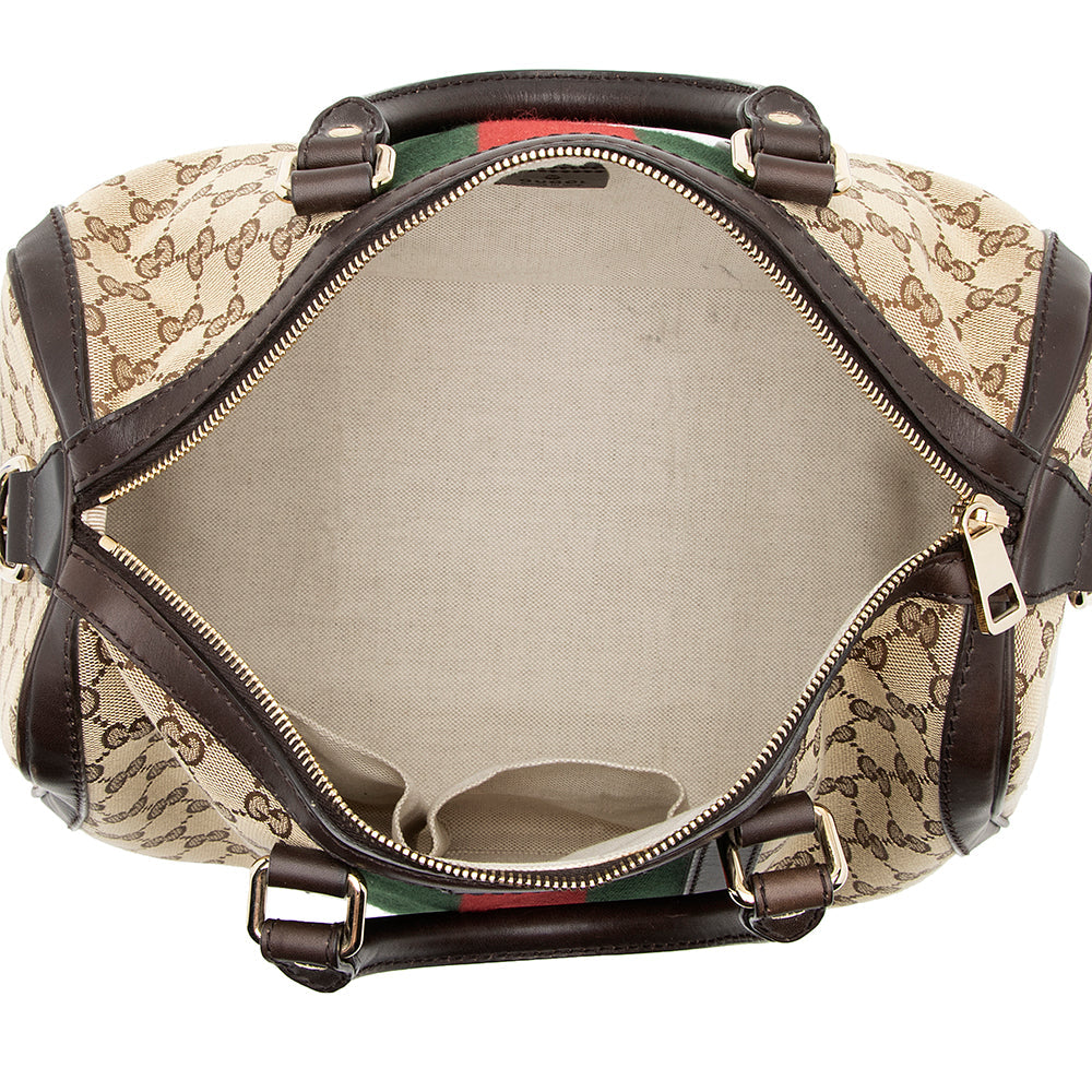 Gucci GG Canvas Vintage Web Medium Boston Bag (SHF-19337)