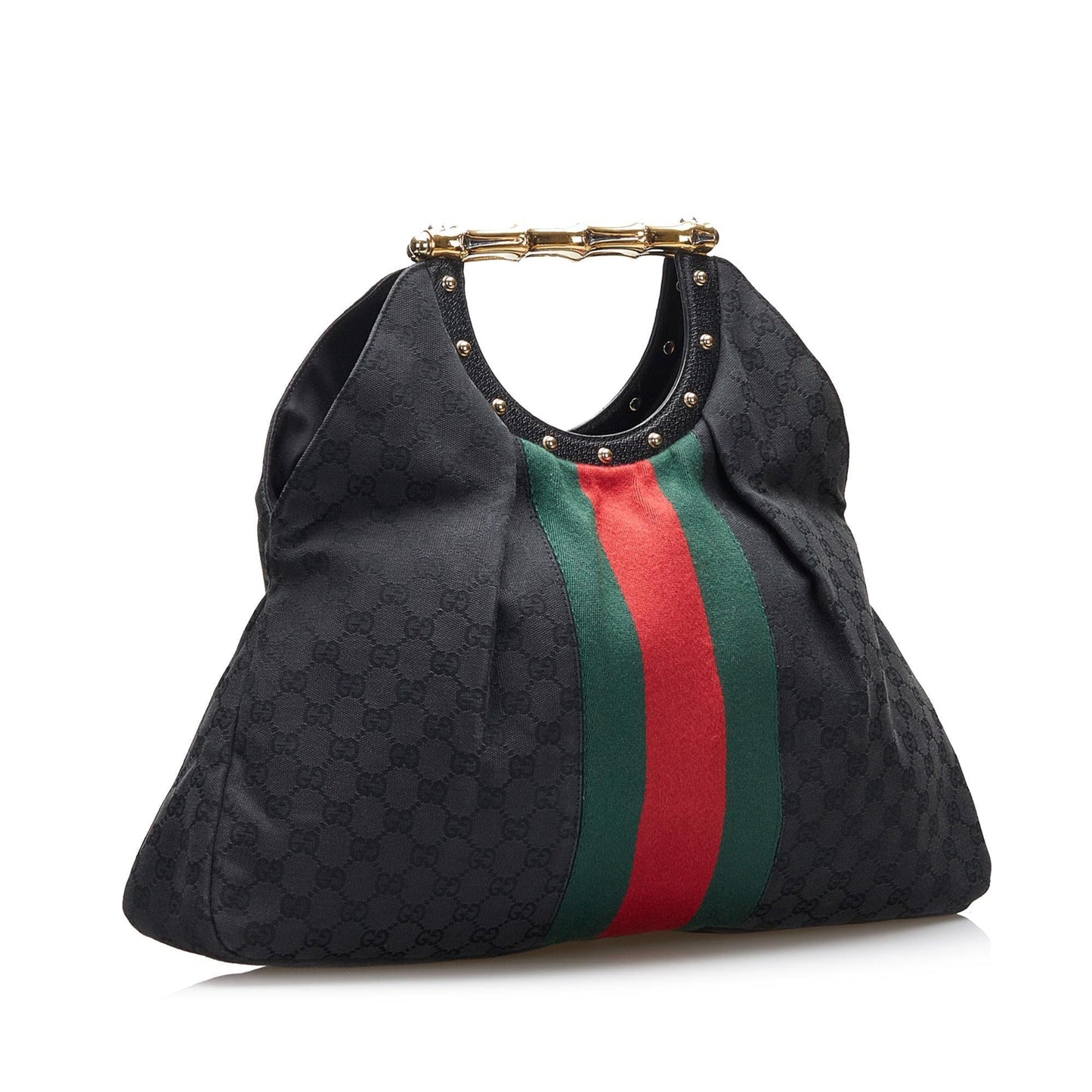 Luxury Gucci GG Canvas Web Metal Bamboo Tote (SHG-XlBfM7)