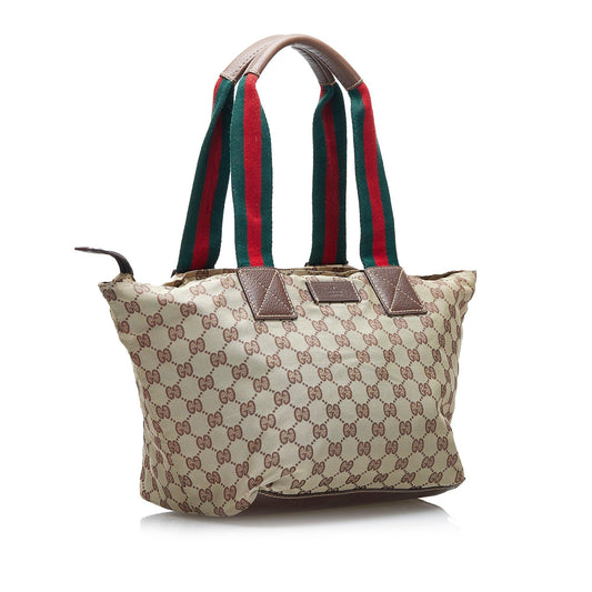 Luxury Gucci GG Canvas Web Tote (SHG-BPuGCO)