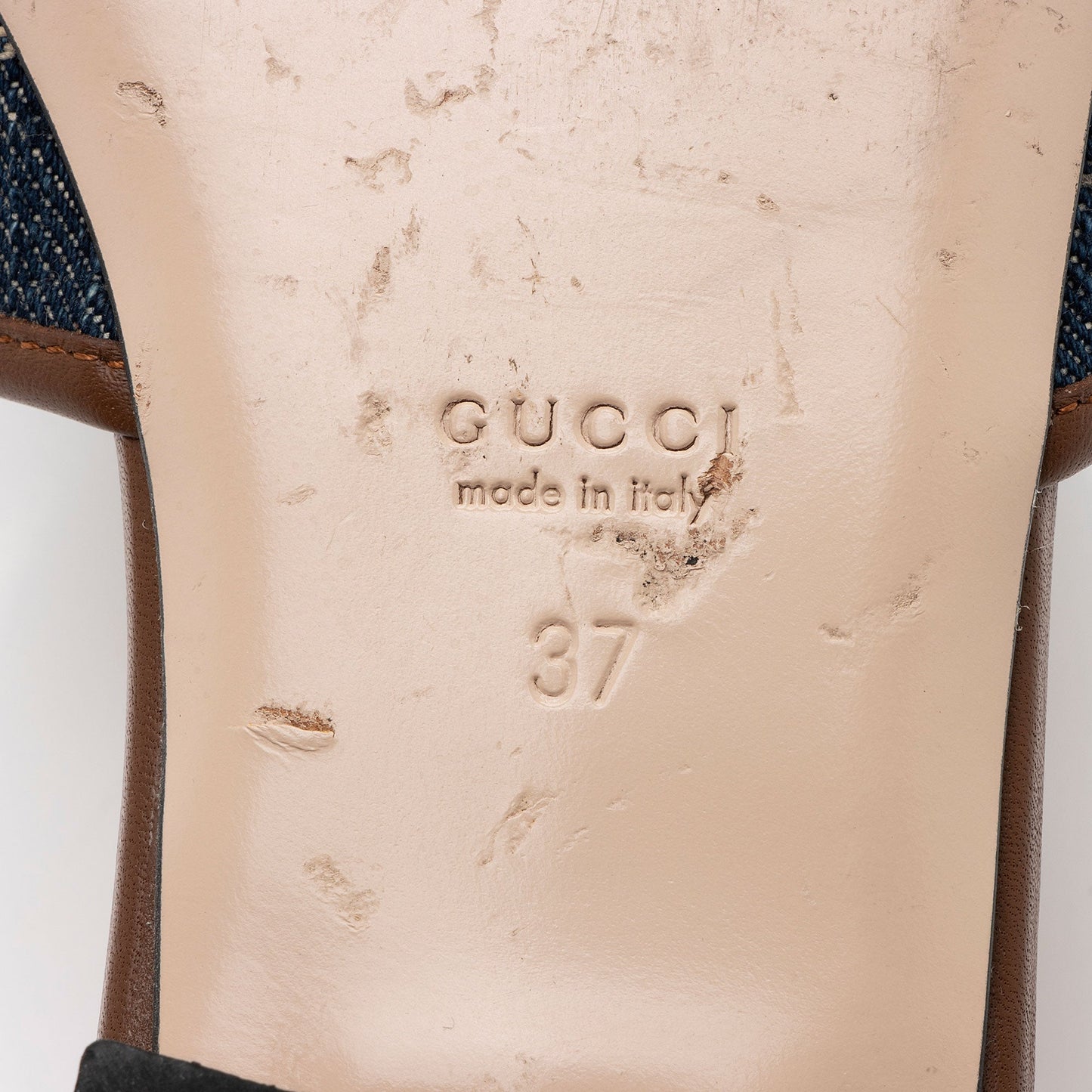Gucci GG Denim Jolie Slide Sandals - Size 7 / 37 (SHF-VCquA2)