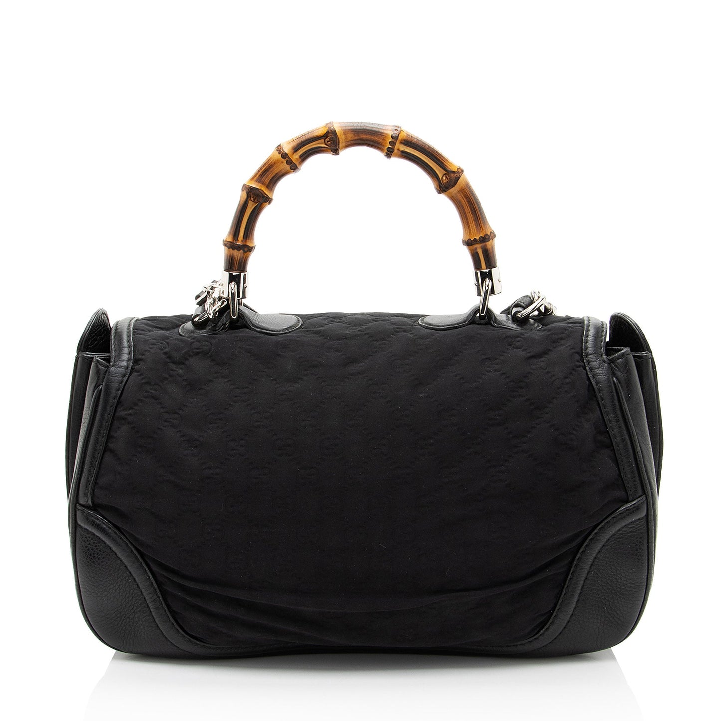 Gucci GG Embossed Neoprene Leather Bamboo Tassel Large Top Handle
