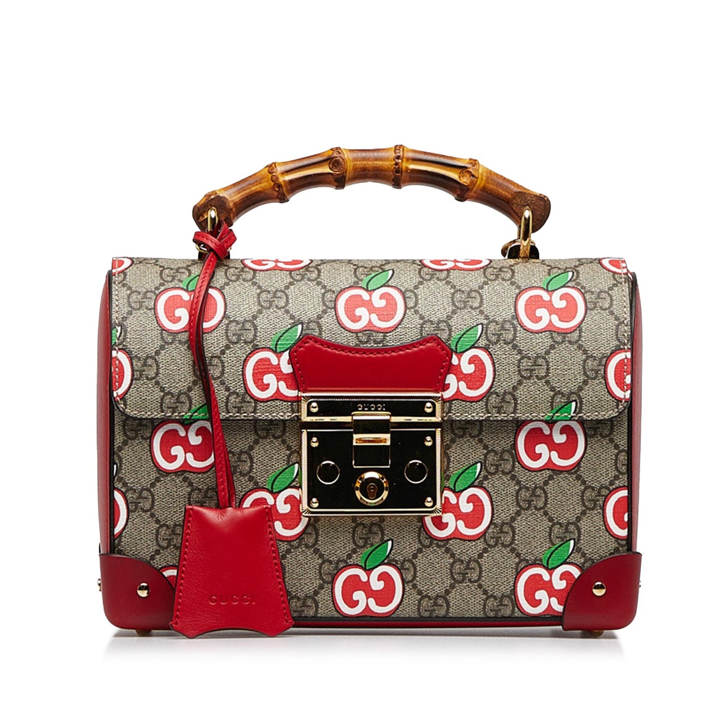 Gucci GG Supreme Apple Bamboo Padlock Satchel (SHG-2S9eJo)