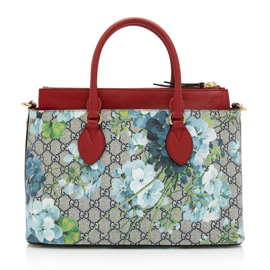 Luxury Gucci GG Supreme Blooms Medium Zip Tote (SHF-cLTm3j)