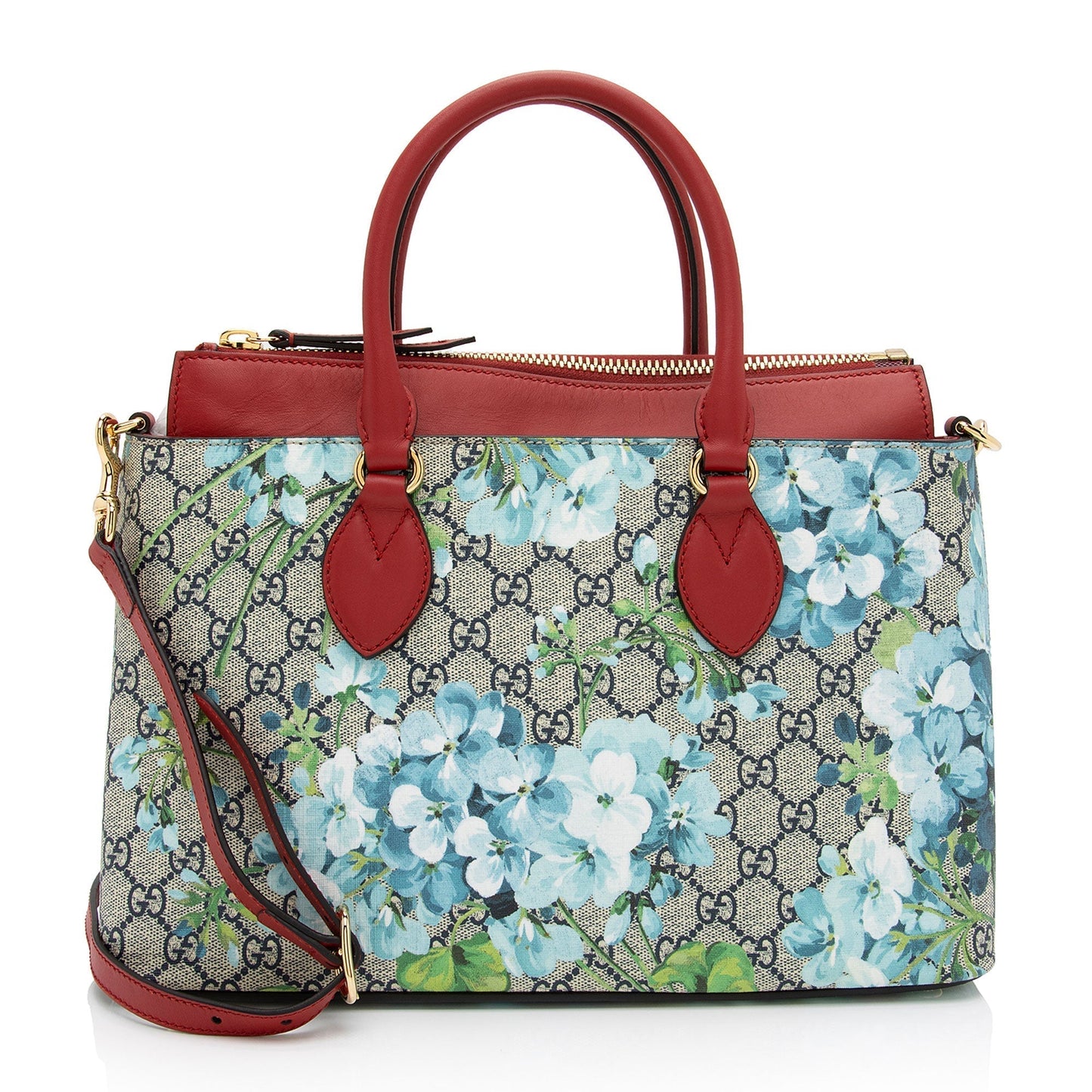 Luxury Gucci GG Supreme Blooms Medium Zip Tote (SHF-cLTm3j)