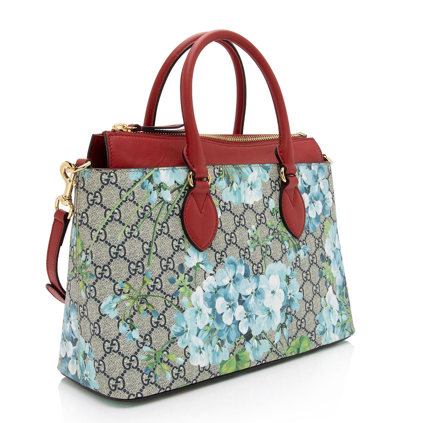 Luxury Gucci GG Supreme Blooms Medium Zip Tote (SHF-cLTm3j)