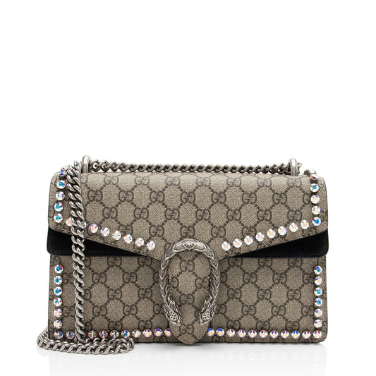 Gucci GG Supreme Crystal Studded Dionysus Medium Shoulder Bag