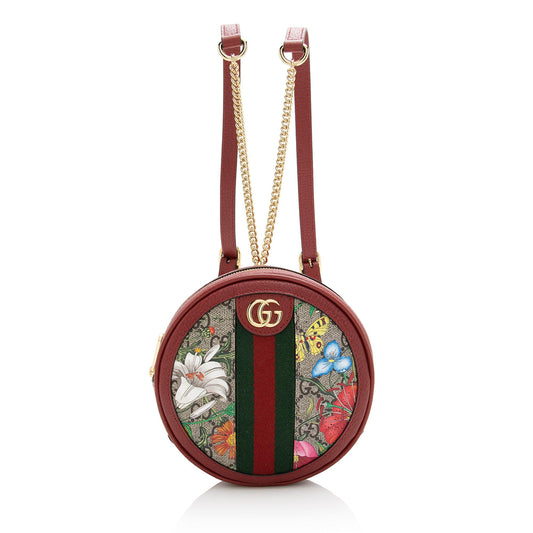 Gucci GG Supreme Flora Ophidia Round Mini Backpack (SHF-22738)