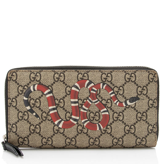 Gucci GG Supreme Kingsnake Zip Around Wallet (SHF-XF9siG)