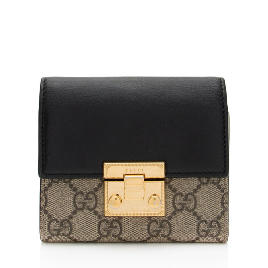 Gucci GG Supreme Leather Padlock Compact Wallet (SHF-hLMamg)