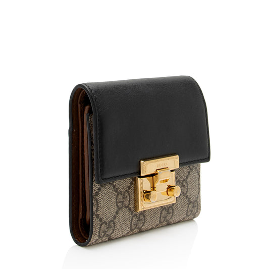 Gucci GG Supreme Leather Padlock Compact Wallet (SHF-hLMamg)
