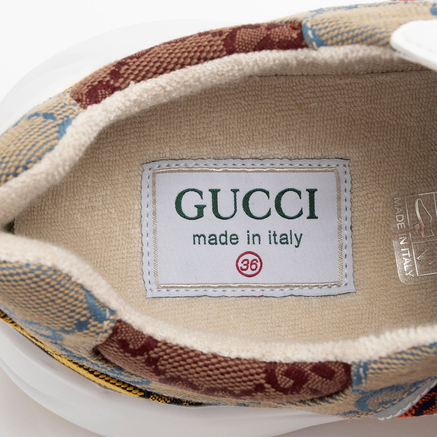 Gucci GG Supreme Mixed Fabric Rhyton Sneakers - Size 6 / 36 (SHF-M6SFO8)
