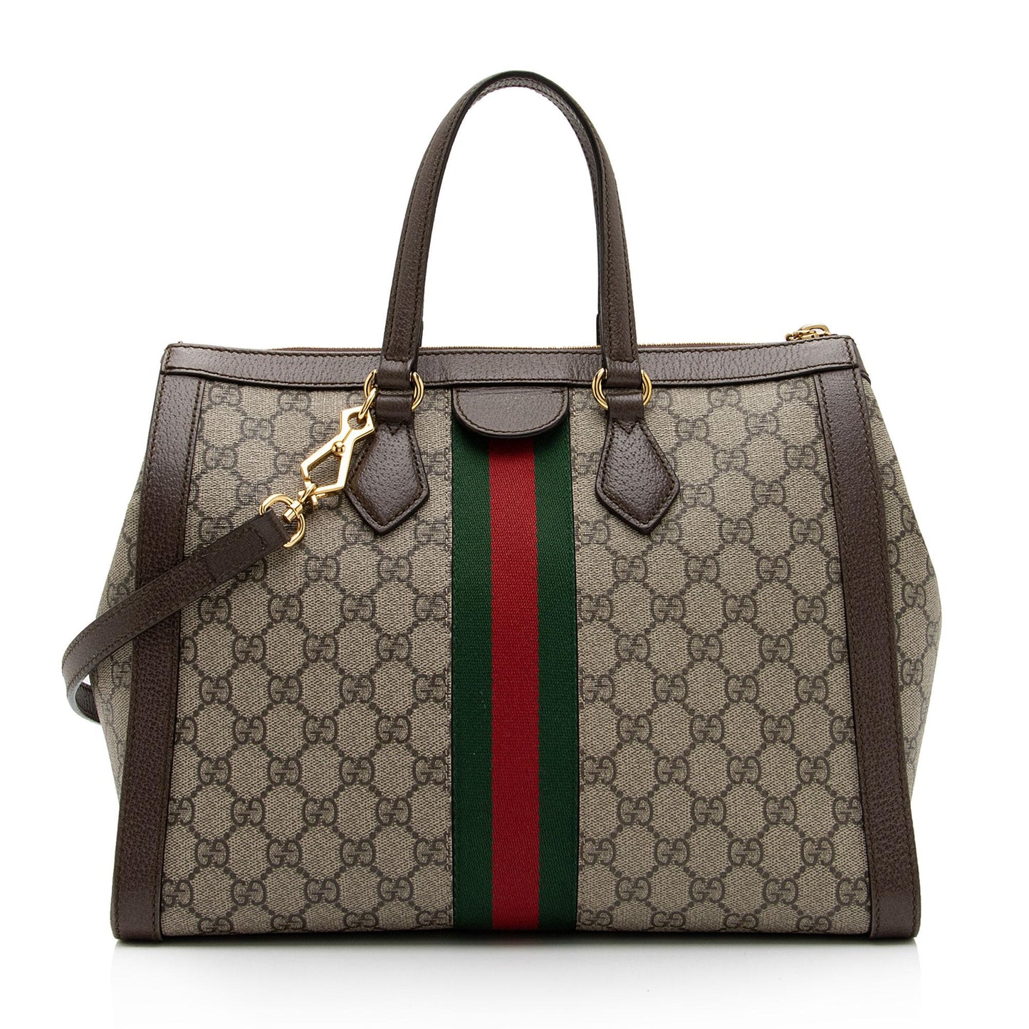 Luxury Gucci GG Supreme Ophidia Medium Top Handle Tote (SHF-EN4BhR)