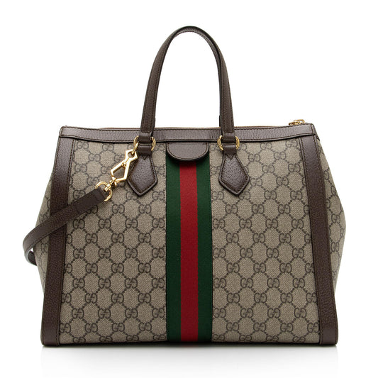 Luxury Gucci GG Supreme Ophidia Medium Top Handle Tote (SHF-EN4BhR)