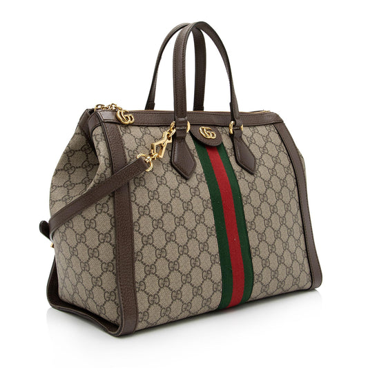 Luxury Gucci GG Supreme Ophidia Medium Top Handle Tote (SHF-EN4BhR)