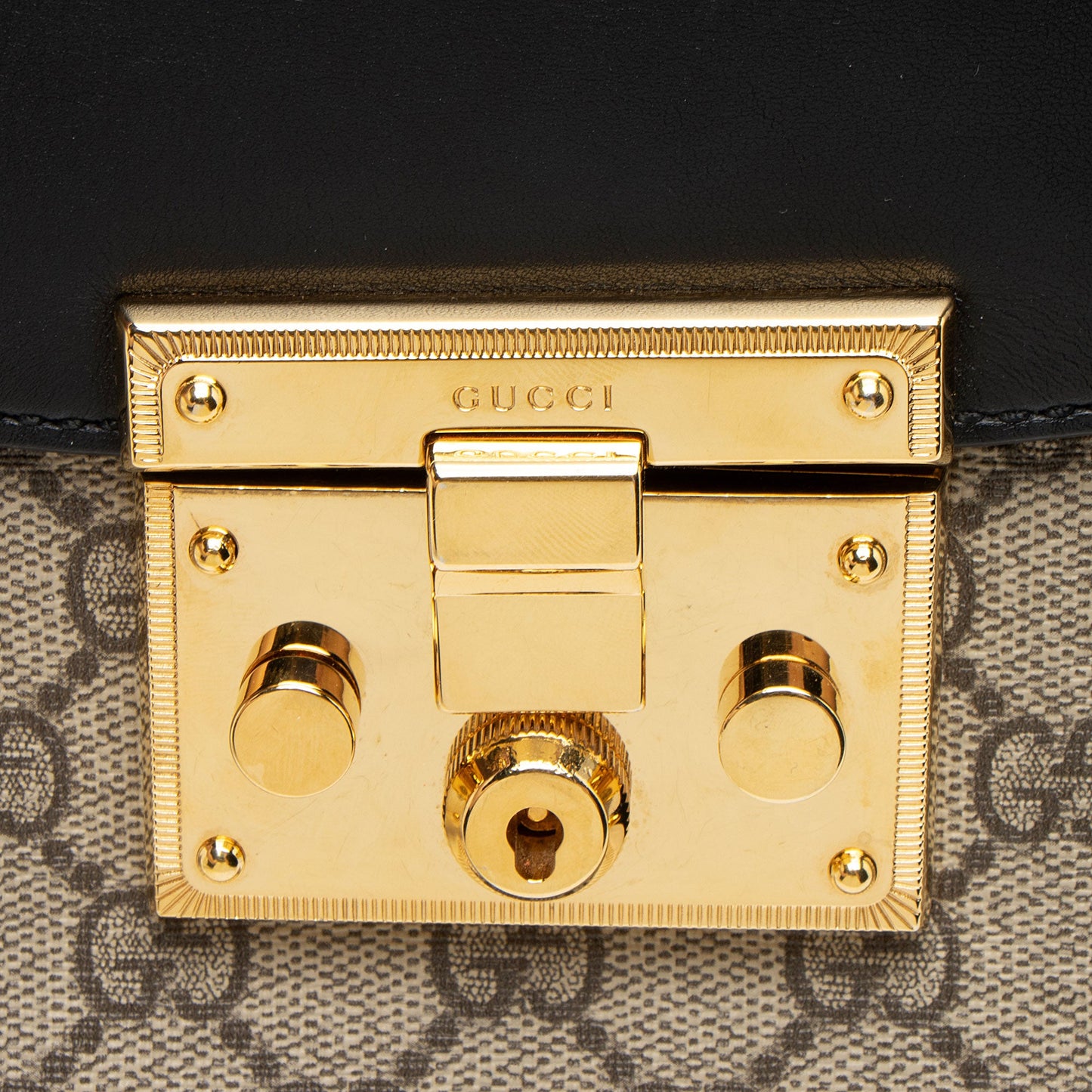 Gucci GG Supreme Padlock Saddle Medium Shoulder Bag