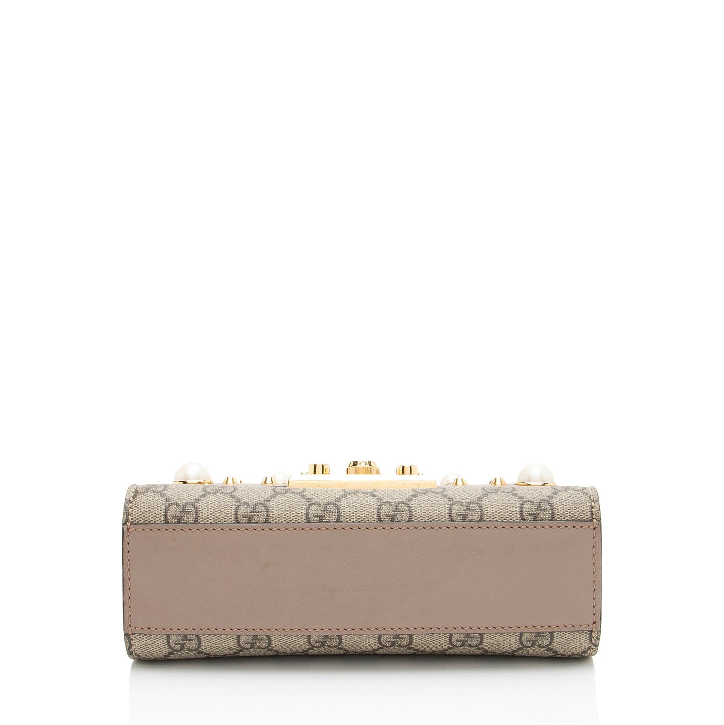 Gucci GG Supreme Pearl Stud Padlock Small Shoulder Bag