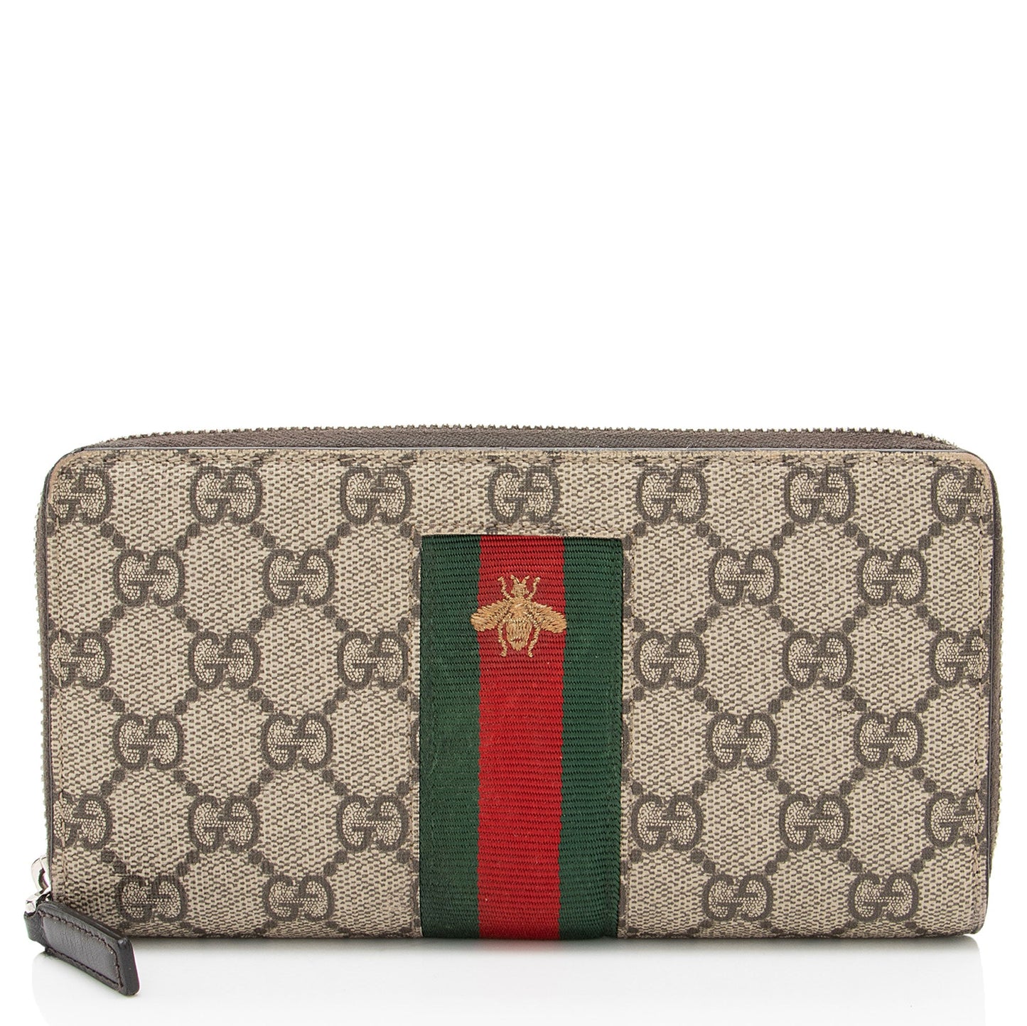 Gucci GG Supreme Web Bee Zip Around Wallet