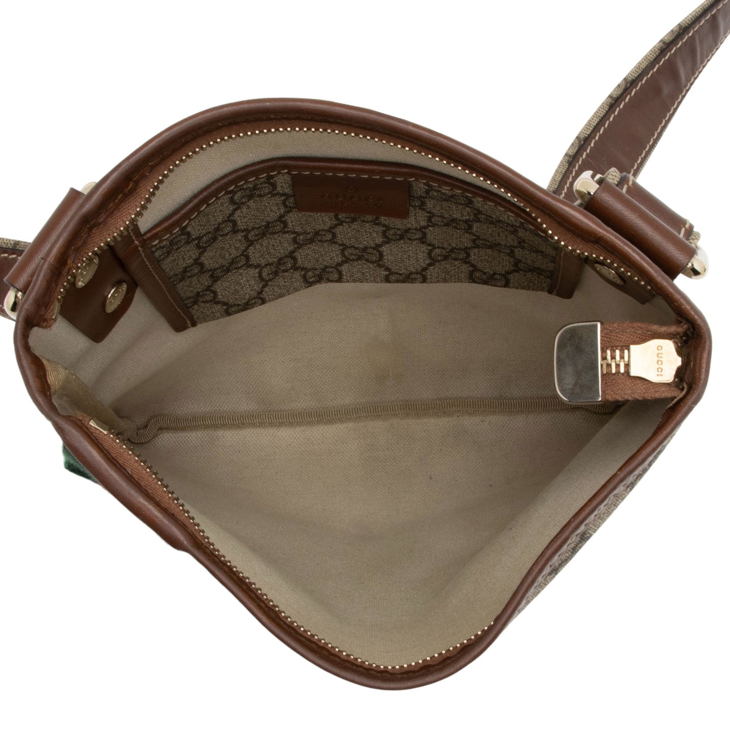 Gucci GG Supreme Web Loop Flat Small Messenger (SHF-2FmbPb)