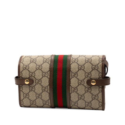 Gucci GG Supreme Web Ophidia Trifold Wallet on Strap